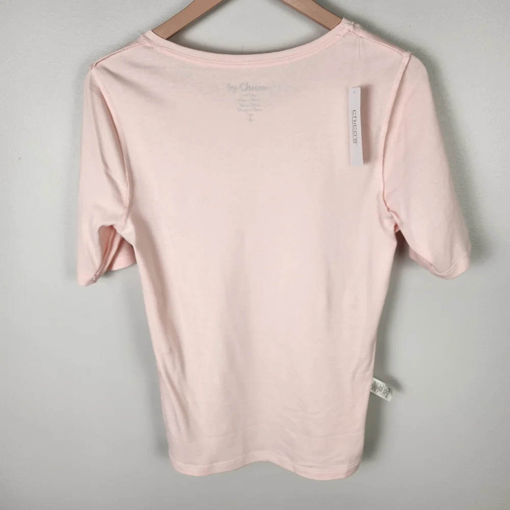 NWT Chico's Bella‎ Top Basic Knit Short Sleeve T-Shirt Whisper Pink (1/ M) #648 - Picture 6 of 11